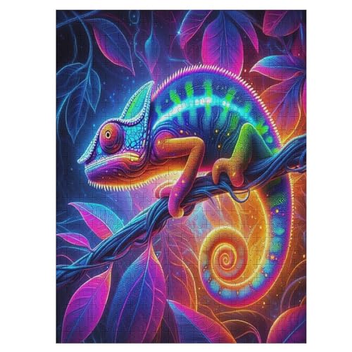 Tierchamäleon 500 Teile Puzzle Für Erwachsene, Herausforderung Puzzles - Familienpuzzle Verringerter Druck Schwieriges Puzzle Rahmen Holzpuzzle Für Erwachsene Kinder 12+ （55×41cm） von PAZZK