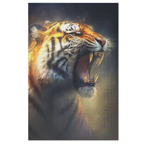 Tiger Holzpuzzle 1000 Teile,Puzzles Für Erwachsene, Impossible Puzzle, Geschicklichkeitsspiel Für Die Ganze Familie,Home Dekoration Puzzle, Puzzle Kinder Legespiel （78×53cm） von PAZZK