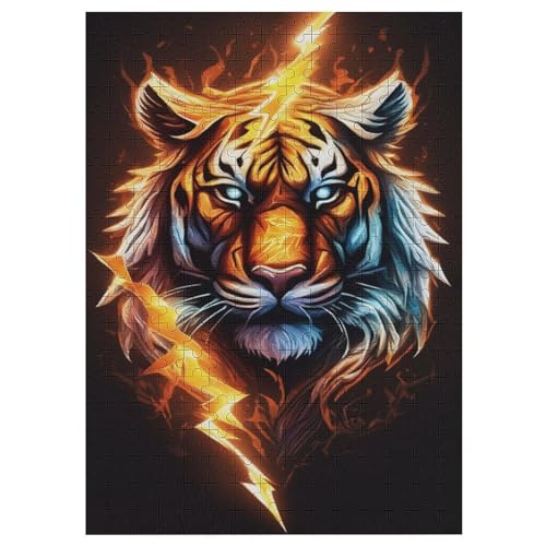 Tiger Puzzle 300 Teile,Puzzles Für Erwachsene, Impossible Puzzle, Geschicklichkeitsspiel Für Die Ganze Familie, Puzzle Kinder,Holzpuzzle-Geschenk,Raumdekoration, （42×30cm） von PAZZK