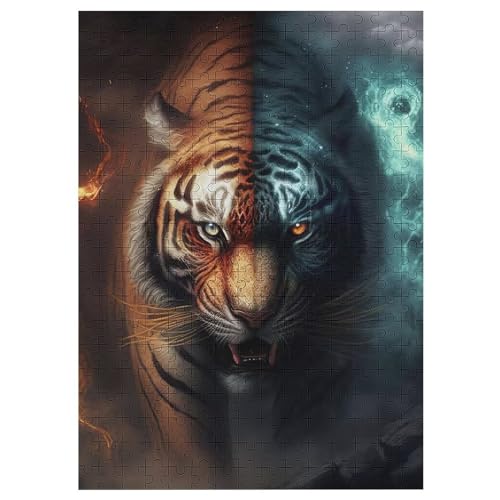 Tiger Puzzle 300 Teile,Puzzles Für Erwachsene, Impossible Puzzle, Geschicklichkeitsspiel Für Die Ganze Familie, Puzzle Kinder,Holzpuzzle-Geschenk,Raumdekoration, （42×30cm） von PAZZK