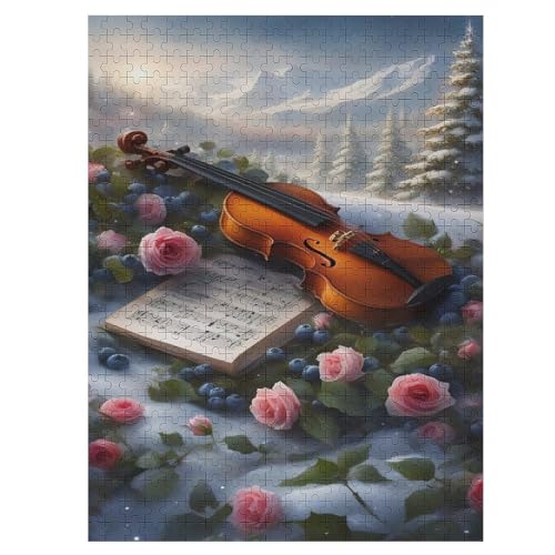 Violine Holzpuzzle Erwachsene - 500 Teiliges Jigsaw Knobelspiel - Puzzle Für Erwachsene & Kinder - Outdoor & Reisespielzeug - Geduldspiel （55×41cm） von PAZZK