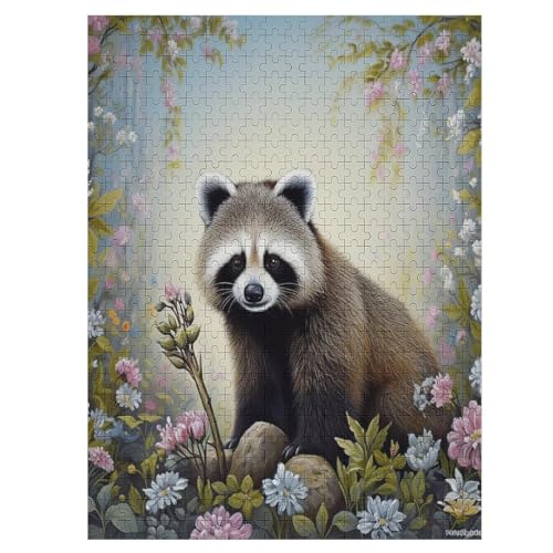 Waschbär 500 Teile Puzzle Für Erwachsene, Herausforderung Puzzles - Familienpuzzle Verringerter Druck Schwieriges Puzzle Rahmen Holzpuzzle Für Erwachsene Kinder 12+ （55×41cm） von PAZZK