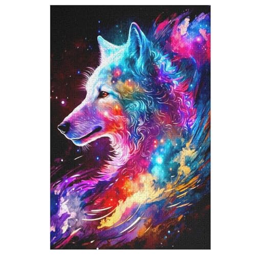 Wolf Holzpuzzle 1000 Stück Puzzles Für Erwachsene Teenager Stress Abbauen Familien-Puzzlespiel Poster 1000-teiliges Puzzle Kinder Lernspiel Spielzeug Geschenk （78×53cm） von PAZZK