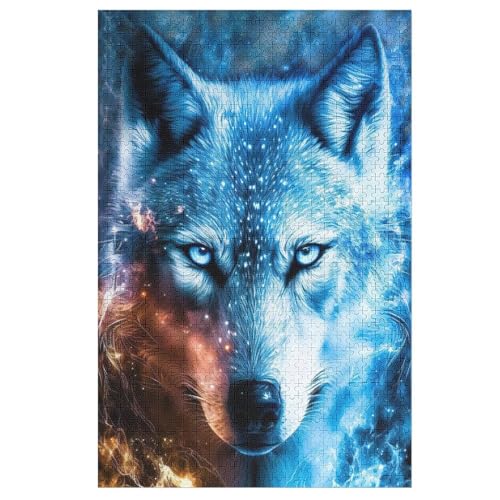 Wolf Holzpuzzle 1000 Teile,Puzzles Für Erwachsene, Impossible Puzzle, Geschicklichkeitsspiel Für Die Ganze Familie,Home Dekoration Puzzle, Puzzle Kinder Legespiel （78×53cm） von PAZZK