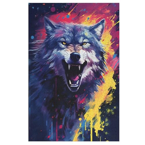 Wolf Holzpuzzle 1000 Teile Klassische Puzzles Erwachsene Kinder Puzzle DIY Kit Holzspielzeug Einzigartiges Geschenk Moderne Wohnkultur （78×53cm） von PAZZK