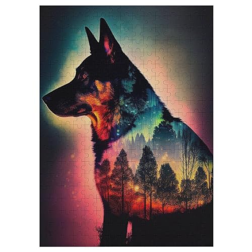 Wolf Holzpuzzle 300 Teile, Knobelspiele Für Erwachsene, Teenager, Puzzles Unmögliche - Kinder Puzzle Zimmer Deko （42×30cm） von PAZZK