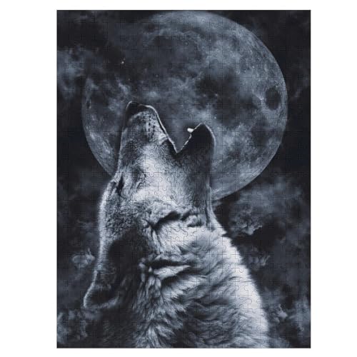 Wolf Moon Puzzles 500 Teile Erwachsener Kniffel Spaß Für Die Ganze Familie - 500 Puzzleteilige Motive, Holzpuzzle Kinder Erwachsene, Impossible Puzzle Schwer （55×41cm） von PAZZK