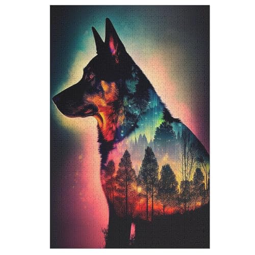 Wolf -Puzzle, 1000 Teile,Holzpuzzle Für Erwachsene Kinder, Lustiges Spielzeug, Denkspiel, Spielzeug, Bildungsspiel, Herausforderung, Pädagogisch, （78×53cm） von PAZZK