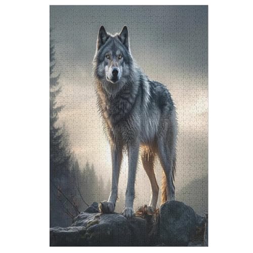 Wolf Puzzles 1000 Teile Erwachsener Kniffel Spaß Für Die Ganze Familie - 1000 Puzzleteilige Motive, Holzpuzzle Kinder Erwachsene, Impossible Puzzle Schwer （78×53cm） von PAZZK