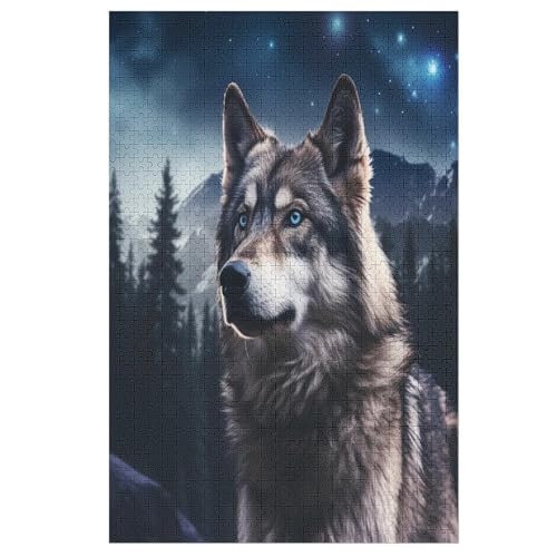 Wolf Puzzles 1000 Teile Erwachsener Kniffel Spaß Für Die Ganze Familie - 1000 Puzzleteilige Motive, Holzpuzzle Kinder Erwachsene, Impossible Puzzle Schwer （78×53cm） von PAZZK