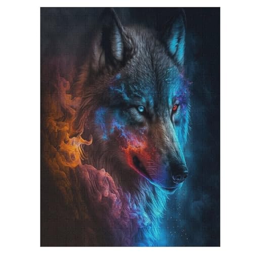 Wolf Puzzles 500 Teile Erwachsener Kniffel Spaß Für Die Ganze Familie - 500 Puzzleteilige Motive, Holzpuzzle Kinder Erwachsene, Impossible Puzzle Schwer （55×41cm） von PAZZK