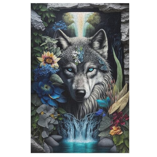 Wolf im Mandala Holzpuzzle Erwachsene - 1000 Teiliges Jigsaw Knobelspiel - Puzzle Für Erwachsene & Kinder - Outdoor & Reisespielzeug - Geduldspiel （78×53cm） von PAZZK