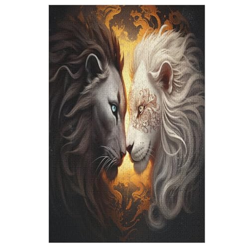 Yin Yang Tiger Holzpuzzle 1000 Teile, Knobelspiele Für Erwachsene, Teenager, Puzzles Unmögliche - Kinder Puzzle Zimmer Deko （78×53cm） von PAZZK