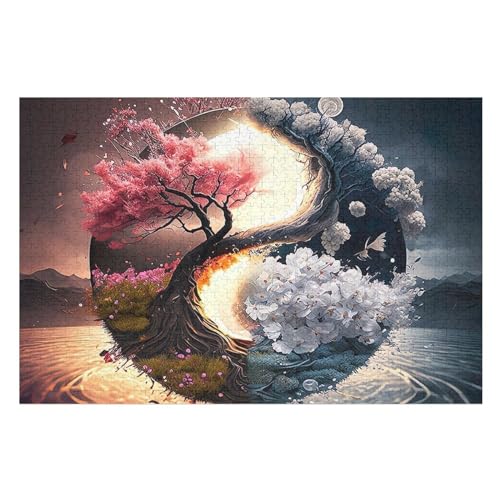 Yin- und Yang-Ebenen 1000 Teile Puzzles Für Erwachsene Holzpuzzle Familienpuzzlespiel Stressabbau-Puzzle Für Erwachsene Kinder Ab 12 Jahren （75×50cm） von PAZZK