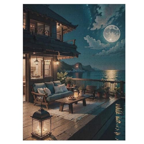 japanischer Stil,500 Teile,Holzpuzzle,einzigartiges Puzzle,kreatives Puzzle,Geschenk Für Erwachsene,Familienspiel,Herausforderungsaktivität,（55×41cm） von PAZZK