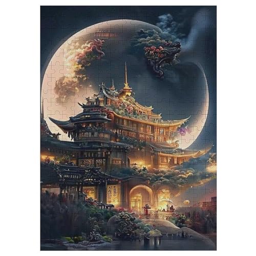 japanischer Stil 300 Teile Puzzle Für Erwachsene, Herausforderung Puzzles - Familienpuzzle Verringerter Druck Schwieriges Puzzle Rahmen Holzpuzzle Für Erwachsene Kinder 12+ （42×30cm） von PAZZK