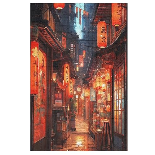 japanischer Stil Holzpuzzle 1000 Teile,Puzzles Für Erwachsene, Impossible Puzzle, Geschicklichkeitsspiel Für Die Ganze Familie,Home Dekoration Puzzle, Puzzle Kinder Legespiel （78×53cm） von PAZZK