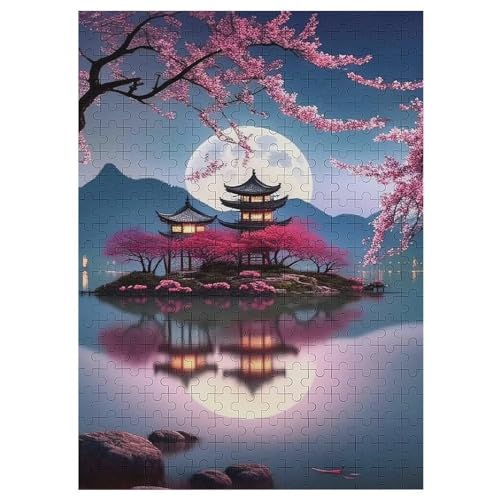 japanischer Stil Holzpuzzle 300 Teile, Knobelspiele Für Erwachsene, Teenager, Puzzles Unmögliche - Kinder Puzzle Zimmer Deko （42×30cm） von PAZZK