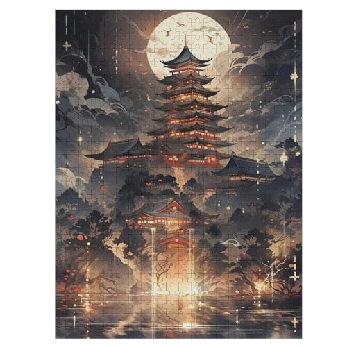 japanischer Stil -Puzzle, 500 Teile,Holzpuzzle Für Erwachsene Kinder, Lustiges Spielzeug, Denkspiel, Spielzeug, Bildungsspiel, Herausforderung, Pädagogisch, （55×41cm） von PAZZK