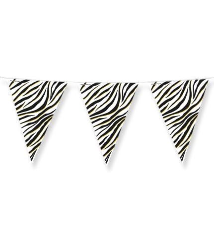 PD-Party 7031060 Foil Bunting | Vereiteln Wimpelkette, Doppelseitig, Dreieckig, Partei Dekoration Flaggen - Zebra, White/Black, 1000cm Länge x 30cm Breite x 0.1cm Höhe von PD-Party