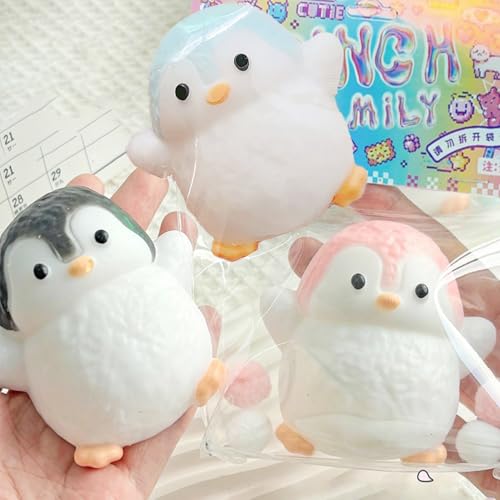 3 PCS Squishy Spielzeug, Handgemachte Pinguin Ultra Soft Squishy Fidget Spielzeug Silikon Squeeze Spielzeug für Stress Relief von PDOOR