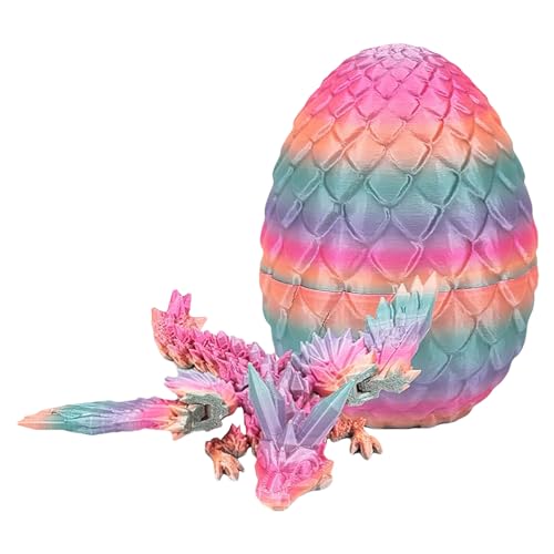 3D gedruckt Drache mit Ei, 5-Zoll-Drachen-Ei mit 9 Zoll Pterosaurier Dino innen, Fidget Dragon Egg für Angst Relief Flexible Gelenke Dragon Home Desk Decor Schreibtisch Spielzeug von PDOOR