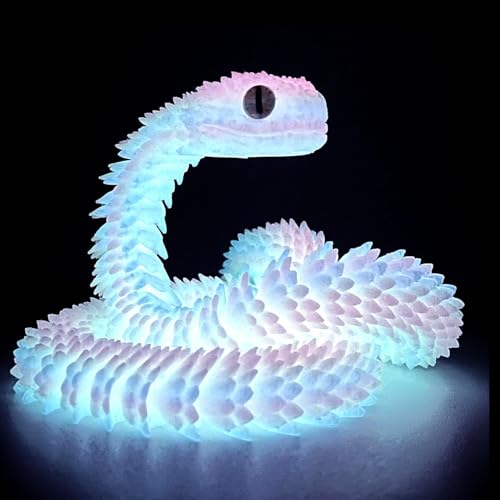 3D gedruckte Schlangen,Leuchten im Dunkeln 25 Zoll Viper Schlange Spielzeug,Fidget 3D gedruckte Spielzeug für Angst Relief Flexible Gelenke Schlangen Spielzeug Home Desk Decor Schreibtisch Spielzeug von PDOOR