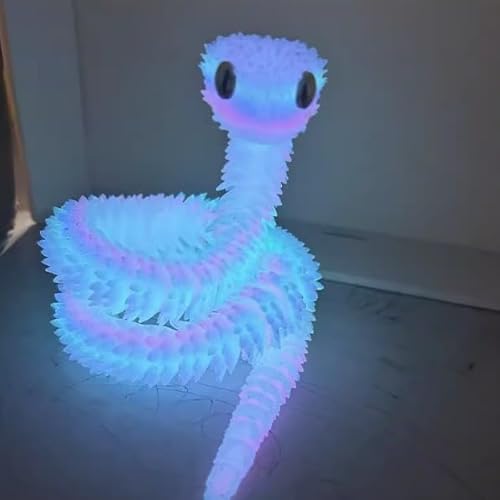 3D gedruckte Schlangen,Leuchten im Dunkeln 25 Zoll Viper Schlange Spielzeug,Fidget 3D gedruckte Spielzeug für Angst Relief Flexible Gelenke Schlangen Spielzeug Home Desk Decor Schreibtisch Spielzeug von PDOOR