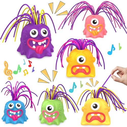 6 PCS Spaß Haar Ziehen Fidget Schreien Monster Spielzeug, Anti-Angst-Spielzeug und Entlüftung Neuheit Spielzeug, Verschiedene Schreie durch Haare Ziehen, für 3 4 5 6 7 + Kinder Teens Jungen Mädchen von PDOOR