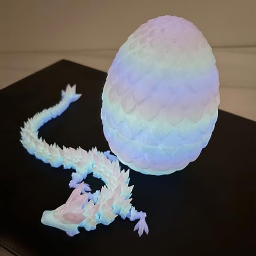 Leuchtet im Dunkeln, 3D-gedruckte Dracheneier mit Drachen im Inneren, Überraschungsei mit 27,9 cm flexiblem Drachen innen, 3D-gedrucktes Geschenk, Osterei, bewegliches Drachenspielzeug für Geburtstag, von PDOOR