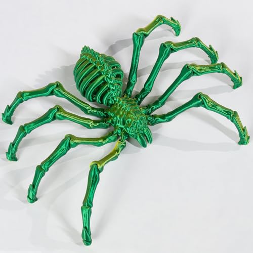 PDOOR Glow in the Dark 3D Printed Spiders, Halloween Flexible Sipder Toy, 3D Printed Fidget Toys Gift, Articulated Spider Decor for Halloween, Home Decor (Big Green Spider) von PDOOR