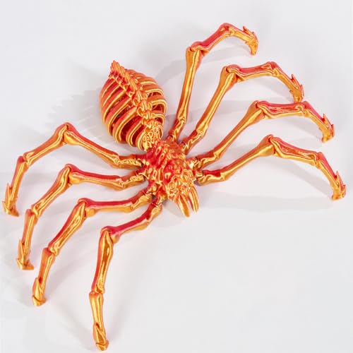 PDOOR Glow in the Dark 3D Printed Spiders, Halloween Flexible Sipder Toy, 3D Printed Fidget Toys Gift, Articulated Spider Decor for Halloween, Home Decor (Big Orange Spider) von PDOOR