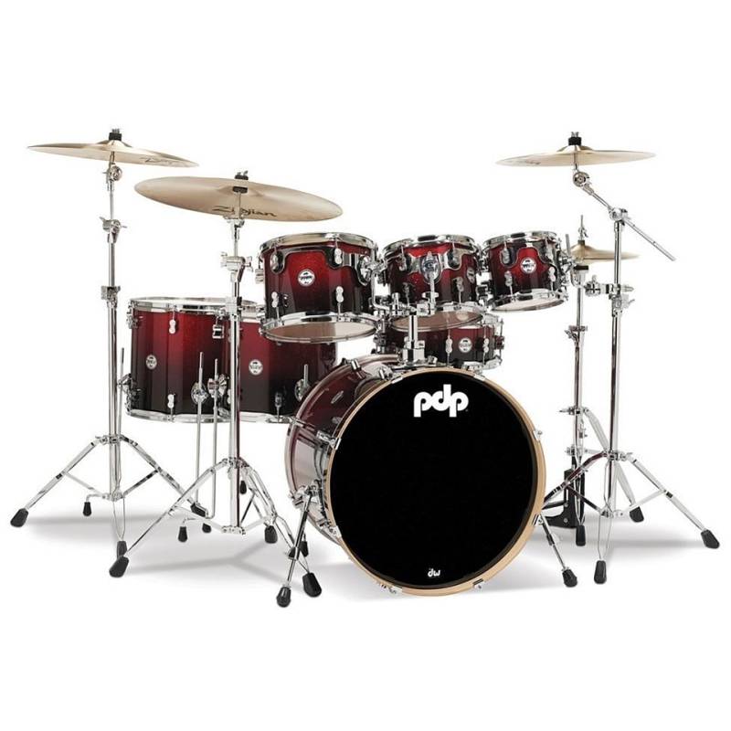 pdp Concept Maple CM7 Red to Black Fade Shellset Schlagzeug von PDP