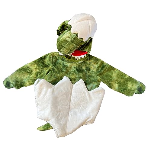 PDYLZWZY Baby 2-teiliges Dinosaurier-Ei-Halloween-Kostüm-Set mit langen Ärmeln, Strampler und Cartoon-Hut-Set (Green, 3 Months) von PDYLZWZY