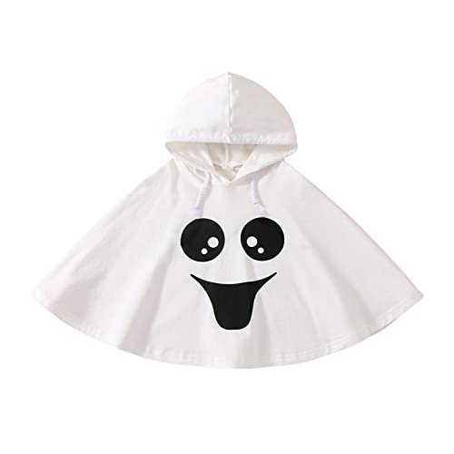 PDYLZWZY Halloween Kleinkind Gespenst Kostüm, Baby Jungen Mädchen Gespenst Kapuzenmantel Cape Weiß Gespenst Gesicht Party Cosplay Robe Gespenst Kostüm (White, 12-18 M) von PDYLZWZY