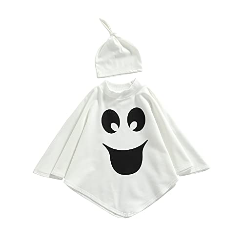 PDYLZWZY Halloween Kleinkind Gespenst Kostüm, Baby Jungen Mädchen Gespenst Kapuzenmantel Cape Weiß Gespenst Gesicht Party Cosplay Robe Gespenst Kostüm von PDYLZWZY