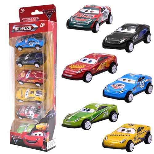 PEAJPBS 6PCS Lightning Racing Spielzeugauto Set Enthält Lightning, Kinderidee Spielfahrzeuge für Geburtstagsfeiern für Kinder Junge Geburtstags Party Kuchen Dekoration von PEAJPBS