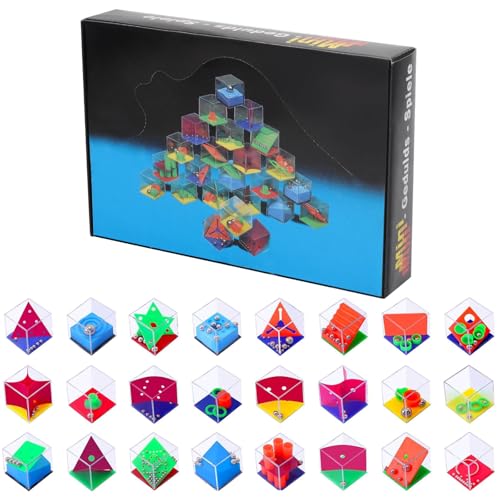 24 Stück Geduldsspiele Mini Denkspiel, 3D Geduldspiele Fuer Kinder, Mini Cube Brain Teaser Puzzle Box Set, Unterschiedliche Schwierigkeit Mini Denkspiel Spielzeug Für Kinder Erwachsene von PEAKTOP