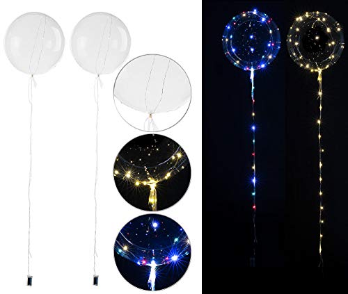 PEARL 2er-Set Luftballons mit Lichterkette, 40 weiße & 40 Farb-LEDs, Ø 25 cm von PEARL