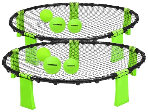 PEARL Sports 2 Outdoor-Roundnet-Spielsets mit 2 Spielnetzen und 6 Bällen, Ø 92 cm von PEARL