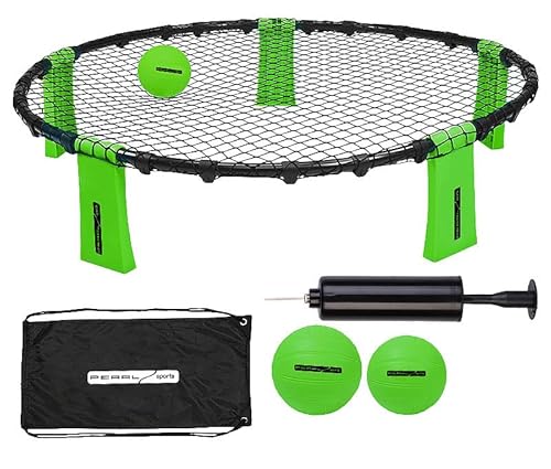 PEARL Sports Outdoor-Roundnet-Spielset mit Spielnetz und 3 Bällen, Ø 92 cm von PEARL