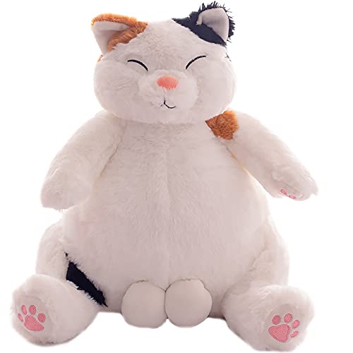 PEDEIECL Stuffed Animal Pillows, Cute Lazy Cat Plush Toys, Stuffed Plush Dolls, Gifts for Children and Girls (Braun und weiß, 35cm) von PEDEIECL