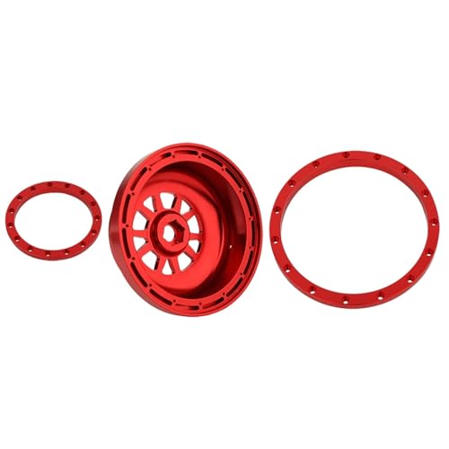 PEGGYLIN 1/2/4 stücke CNC Metall Beadlock Felge Hub Fit for 1/8 RC Crawler Losi LMT Monster Truck Upgrade Teile Spielzeug Auto Zubehör(1 Set Red) von PEGGYLIN