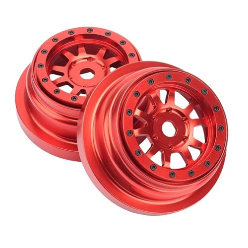 PEGGYLIN 1/2/4 stücke CNC Metall Beadlock Felge Hub Fit for 1/8 RC Crawler Losi LMT Monster Truck Upgrade Teile Spielzeug Auto Zubehör(2 Sets Red) von PEGGYLIN