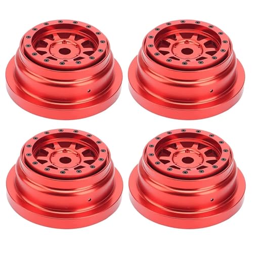 PEGGYLIN 1/2/4 stücke CNC Metall Beadlock Felge Hub Fit for 1/8 RC Crawler Losi LMT Monster Truck Upgrade Teile Spielzeug Auto Zubehör(4 Sets Red) von PEGGYLIN