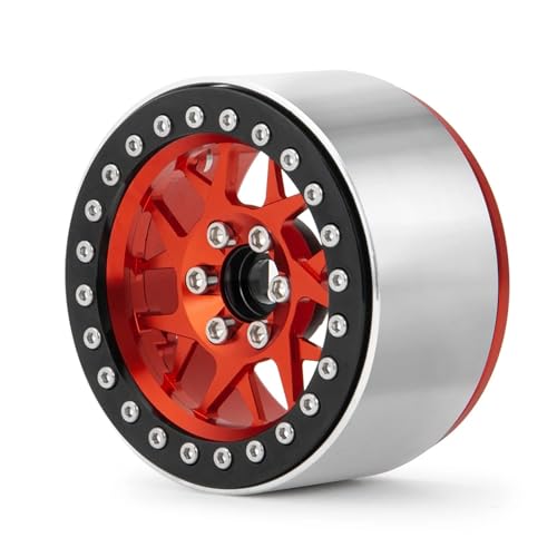 PEGGYLIN 1/4 Stücke 2,2 Zoll Aluminiumlegierung 35mm Beadlock Felgen Naben Passend for Axial Wraith 90018 TRX-4 1/10 RC Crawler Auto Modellteile(Red 1PCS) von PEGGYLIN