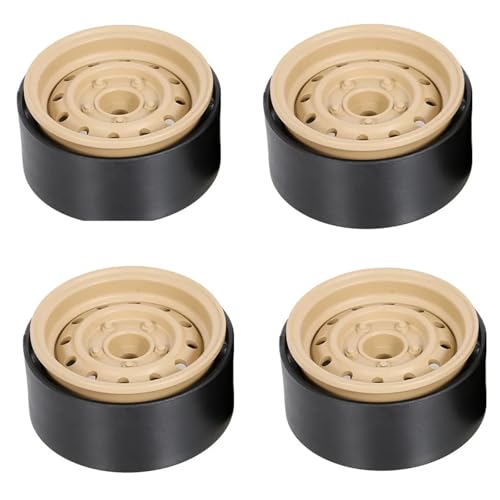 PEGGYLIN 1,9 Metall CNC Rad Beadlock Felge Hub Fit for 1/10 RC Crawler Auto Axial SCX10 90046 AXI03007 TRX4 VS4-10 Redcat Gen8(4PCS-Small Hole-YE) von PEGGYLIN