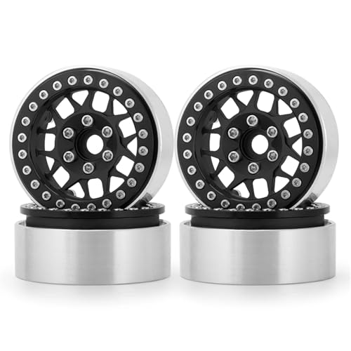 PEGGYLIN 1,9 Zoll Beadlock-Felgen aus Metalllegierung, Naben, 120 mm Gummireifen, passend for Axial SCX10 TRX-4 1/10 RC Crawler Auto-Upgrade-Teile(4Pcs Wheel Rims) von PEGGYLIN