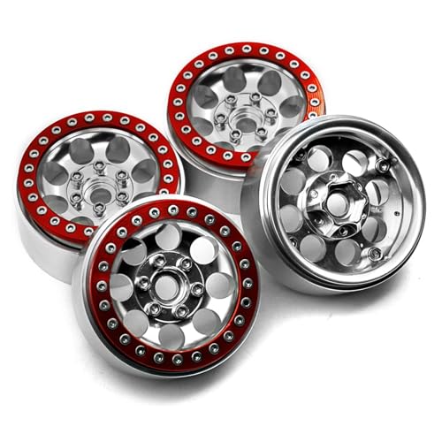 PEGGYLIN 1,9 Zoll Radnabe Metall Beadlock-Felgen passend for 1/10 RC Crawler Auto Axial SCX10 CC01 F350 4WD D90 90034 TRX4 Teile(Red 4PCS) von PEGGYLIN