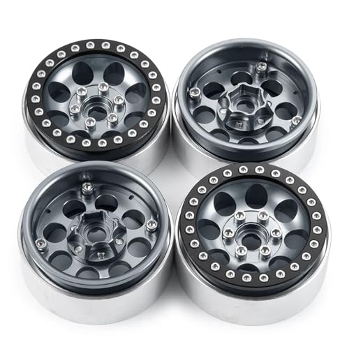 PEGGYLIN 1,9 Zoll Radnabe Metall Beadlock-Felgen passend for 1/10 RC Crawler Auto Axial SCX10 CC01 F350 4WD D90 90034 TRX4 Teile(Titanium 4PCS) von PEGGYLIN